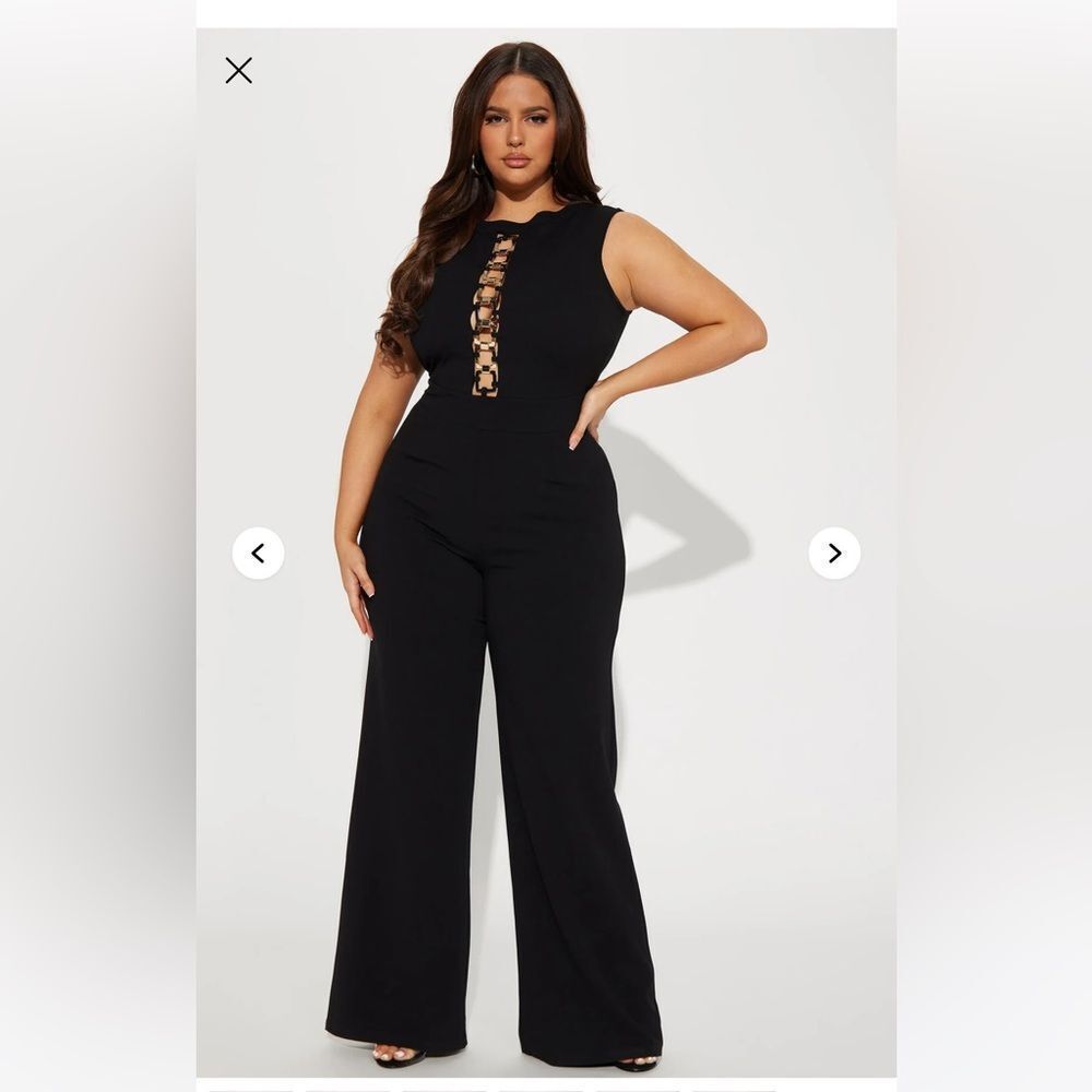 NWT - Fashion Nova Brooklyn Jumpsuit - Black - Size 2X - Picture 4 of 6